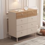 Yurudesign Luke Geniş Şifonyer 8 Çekmeceli Ahşap Ayaklı Kumsal-Sepet Lk7-Cs - Beyaz