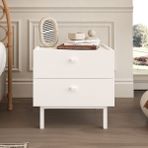 Yurudesign Luke Komodin 2 Çekmeceli Ahşap Ayaklı Beyaz LK1-W