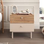 Yurudesign Luke Komodin 2 Çekmeceli Ahşap Ayaklı Kumsal-Sepet Lk1-Cs - Bej