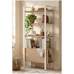 Yurudesign Molena Metal Kitaplık 5 Raflı 170cm Sepet-Beyaz MA4-SW