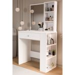 Yurudesign Monroe Makyaj Masası Çekmeceli Düzenleyici Raflı Beyaz MO1-W