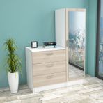 Yurudesign Nancy Aynalı Beyaz Şifonyer Gardrop