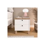 Yurudesign Nord Komodin 2 Çekmeceli Ahşap Ayaklı Sepet-Beyaz ND9-SW
