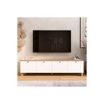 Yurudesign Nord Tv Ünitesi Sehpası 4 Kapaklı Ahşap Ayaklı 180cm Sepet-Beyaz ND7-SW
