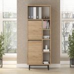 Yurudesign Ocean Ofis Klasör Dolabı Kitaplık 2 Kapaklı Metal Ayaklı Sepet ON10B-S - Kahverengi