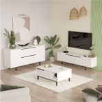 Yurudesign Ocean Tv Ünitesi Orta Sehpa Konsol 3'Lü Set Beyaz ON20-W
