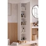 Yurudesign Oslo Tek Kapaklı Ahşap Ayaklı Çok Amaçlı Banyo Boy Dolabı Dar Alan Düzenleyici Beyaz OL5-W