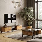 Yurudesign Royal Tv Ünitesi Orta Sehpa Metal Ayaklı 2'li Set Çam Rl5-aa