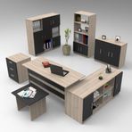 Yurudesign Vario ABCDEFG2 Ofis Masa Makam Takımı 3 Renk - Meşe - Siyah
