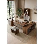 Yurudesign Vario ABCDF Barok-Antrasit Ofis Masa Takımı Ahşap 140 cm Genişlik Modern Tasarım - Ceviz - Siyah