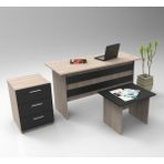 Yurudesign Vario ABCF 3 Renk Meşe-Siyah Ofis ve Büro Masa Takımı