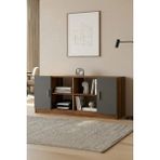 Yurudesign Vario F Ofis Kapaklı Kitaplık Dolap Barok-Antrasit VO6-BA - Ceviz - Siyah