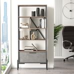 Yurudesign Vista D Ofis Kitaplık Metal Ayaklı Kahve-beton-antrasit Vs4-cga