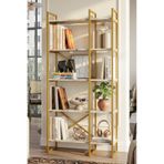 Yurudesign Voyage Gold Metal Kitaplık 5 Raflı 2 Bölme 175cm Mermer Desen Vg4-ge