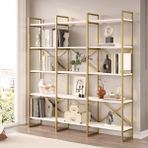 Yurudesign Voyage Gold Metal Kitaplık 5 Raflı Geniş 3 Bölme 175CM Beyaz Vg6-W
