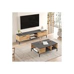 Yurupa Best Tv Ünitesi 2'li Set Orta Sehpa Metal Ayaklı Çam Bes5-aa Atlantik Çam - Antrasit