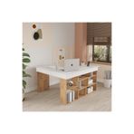 Yurupa Corner Kitaplık Raflı Çalışma Masası Çam-Beyaz COR5-AW