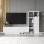 Yurupa Forte Beyaz Kapaklı Tv Ünitesi Modern Tasarım 201 cm Suntalam Malzeme ile Minimalist Boyutlar