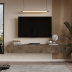 Yurupa Lumos 180 Cm Oval Kapaklı Tv Ünitesi Modern Duvara Monte Tv Sehpası Bronz Lum1-pb Kahverengi