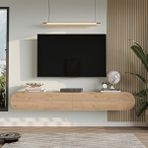 Yurupa Lumos 180 cm Oval Kapaklı Tv Ünitesi Modern Duvara Monte Tv Sehpası Sepet Lum1-S - Kahverengi