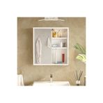 Yurupa Marble Aynalı Lavabo Üstü Banyo Dolabı Raflı Kapaklı 60CM Beyaz Mar1-W
