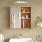 Yurupa Marble Aynalı Lavabo Üstü Banyo Dolabı Raflı Kapaklı 60CM Sepet-Kiremit Mar1-Sk