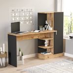 Yurupa Yurudesign Laura Kitaplıklı Çalışma Masası Atlantik Çam Siyah CT2-AB
