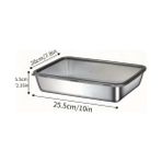 Yusa Stores 304 Kalite Paslanmaz Çelik Fırın ve Saklama Kabı - 25X20X5 cm Sızdırmaz Kapaklı Çelik Tepsi Bölmesi