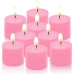 Yusevot 9 Paket Pembe Adak Mumları, Noel Sevgililer Günü Düğün, Parti, Masa Tatili ve Ev Dekorasyonu için Küçük Kokusuz 1,5 İnç Çaplı Mum Mumları - 8 Saat Yanma Süresi (3,8 cm G x 3,2 cm Y)