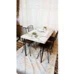 YusGos Yemek Masası Mutfak Masa 4 Kişilik Tel Sandalye Yeni Model Sandalye 70/110 Masa Ve 4 Adet Sandalya