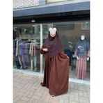 Yüsra Collection Ayrobin Elbise ve Kısa Sufle 2’li Takım - Acı Kahve - Standart