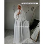 Yüsra Collection Ayrobin Elbise ve Kısa Sufle 2’li Takım - Ekru - Standart