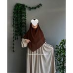 Yüsra Collection Ayrobin Elbise ve Kısa Sufle 2’li Takım Kombin - Bej - Açık Kahverengi - Standart