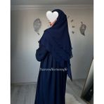 Yüsra Collection Ayrobin Elbise ve Kısa Sufle 2’li Takım - Lacivert - Standart