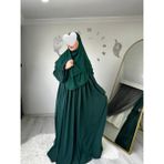 Yüsra Collection Ayrobin Elbise ve Kısa Sufle 2’li Takım - Zümrüt Yeşil - Standart