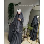 Yüsra Collection Ayrobin Elbise ve Uzun Sufle 2’li Takım - Füme - Standart