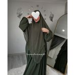 Yüsra Collection Ayrobin Elbise ve Uzun Sufle 2’li Takım - Haki Yeşil - Standart