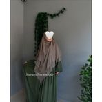 Yüsra Collection Ayrobin Elbise ve Uzun Sufle 2’li Takım Kombin - Haki - Vizon - Standart