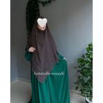 Yüsra Collection Ayrobin Elbise ve Uzun Sufle 2’li Takım Kombin - Zümrüt Yeşili - Vizon - Standart
