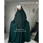 Yüsra Collection Ayrobin Elbise ve Uzun Sufle 2’li Takım - Zümrüt Yeşil - Standart