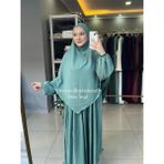 Yüsra Collection Ferace Tesettür Aerobin Elbise - Mint Yeşil - Standart