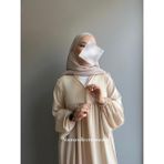 Yüsra Collection Ferace Tesettür Menekşe Elbise - Bej - Standart