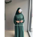 Yüsra Collection Ferace Tesettür Menekşe Elbise - Zümrüt Yeşil - Standart