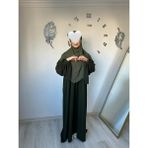 Yüsra Collection Liza Elbise ve Kısa Sufle 2’li Takım - Haki Yeşil - Standart