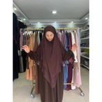 Yüsra Collection Liza Elbise ve Uzun Sufle 2’li Takım - Acı Kahve - Standart