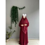 Yüsra Collection Liza Elbise ve Uzun Sufle 2’li Takım - Bordo - Standart