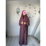 Yüsra Collection Liza Elbise ve Uzun Sufle 2’li Takım - Gül Kurusu - Standart