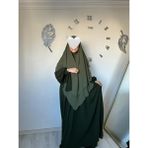 Yüsra Collection Liza Elbise ve Uzun Sufle 2’li Takım - Haki Yeşil - Standart