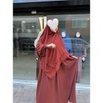 Yüsra Collection Liza Elbise ve Uzun Sufle 2’li Takım - Kiremit - Standart