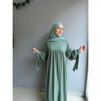 Yüsra Collection Papatya Nakışlı Liza Elbise - Mint Yeşili - Standart